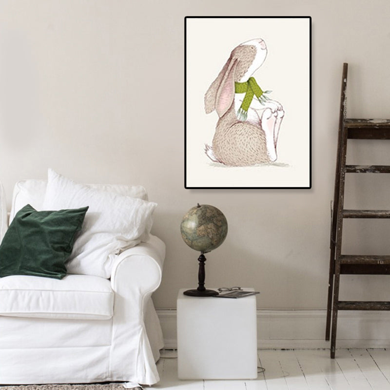 Cute Illustration Animal Canvas Art House Interior Wild Life Wall Decor in Soft Color, Textured Clearhalo 'Art Gallery' 'Canvas Art' 'Kids' Arts' 1899081