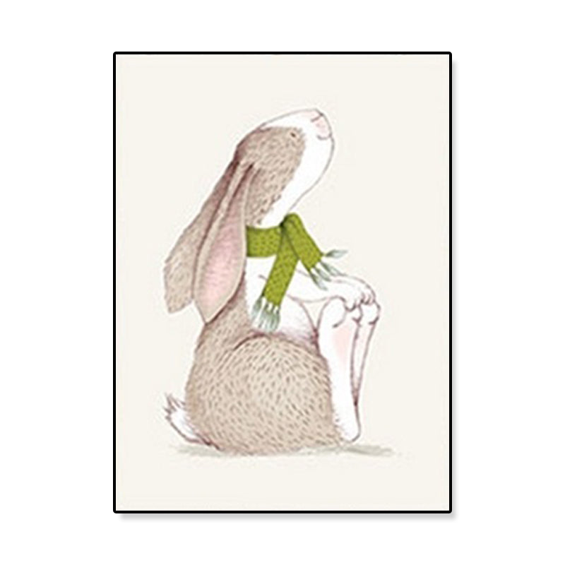 Cute Illustration Animal Canvas Art House Interior Wild Life Wall Decor in Soft Color, Textured Clearhalo 'Art Gallery' 'Canvas Art' 'Kids' Arts' 1899082