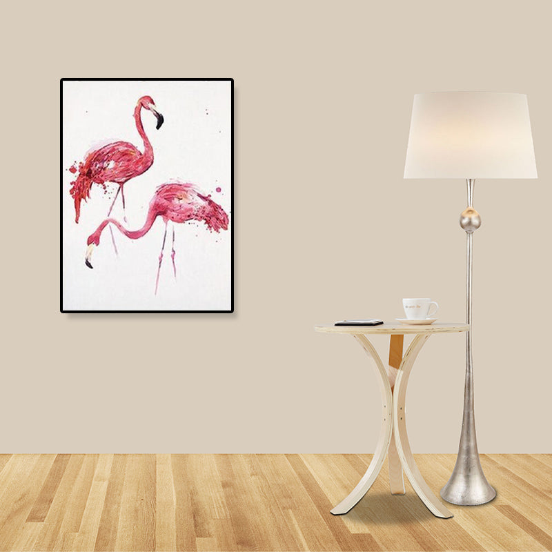 Cute Illustration Animal Canvas Art House Interior Wild Life Wall Decor in Soft Color, Textured Pink Clearhalo 'Art Gallery' 'Canvas Art' 'Kids' Arts' 1899083