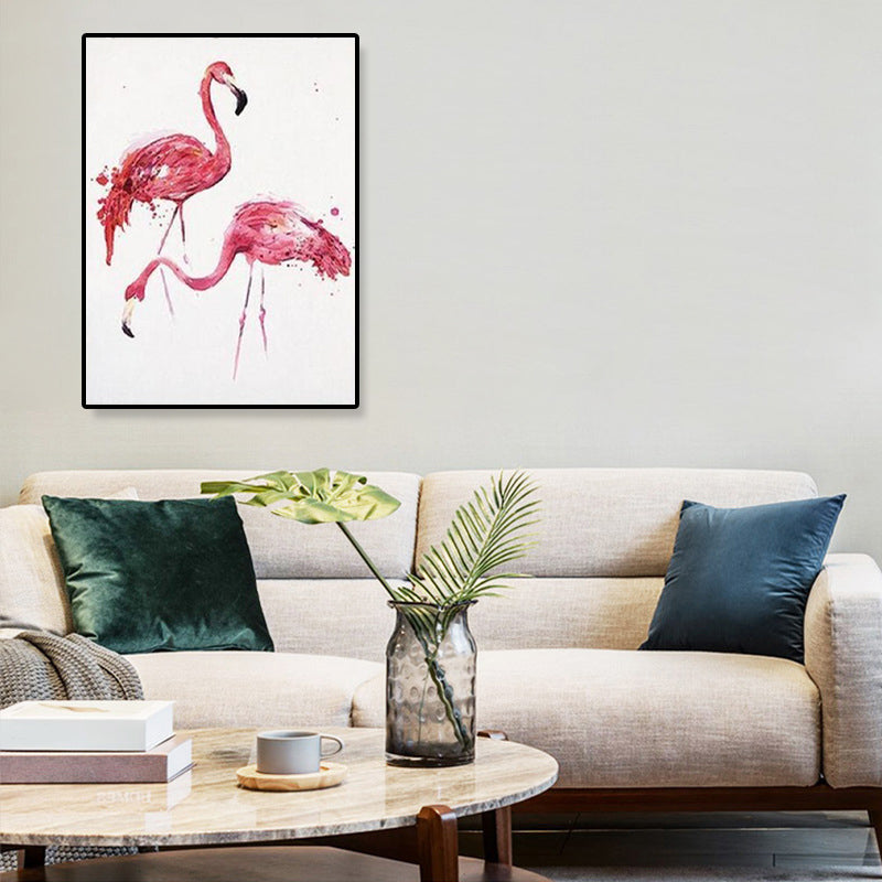 Cute Illustration Animal Canvas Art House Interior Wild Life Wall Decor in Soft Color, Textured Clearhalo 'Art Gallery' 'Canvas Art' 'Kids' Arts' 1899085