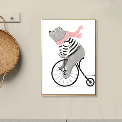 Pastel Animal Canvas Print Textured Cartoon Kids Bedroom Wall Art, Multiple Size Options Pink Clearhalo 'Art Gallery' 'Canvas Art' 'Kids' Arts' 1899124