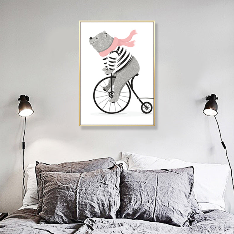 Pastel Animal Canvas Print Textured Cartoon Kids Bedroom Wall Art, Multiple Size Options Clearhalo 'Art Gallery' 'Canvas Art' 'Kids' Arts' 1899126