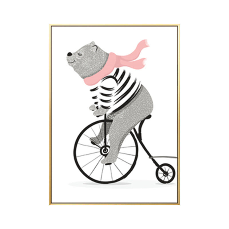 Pastel Animal Canvas Print Textured Cartoon Kids Bedroom Wall Art, Multiple Size Options Clearhalo 'Art Gallery' 'Canvas Art' 'Kids' Arts' 1899128