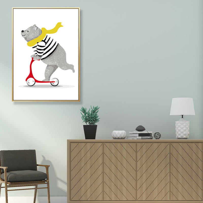 Pastel Animal Canvas Print Textured Cartoon Kids Bedroom Wall Art, Multiple Size Options Yellow Clearhalo 'Art Gallery' 'Canvas Art' 'Kids' Arts' 1899132