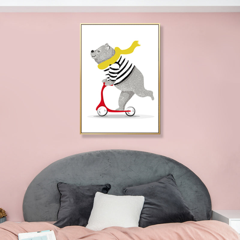 Pastel Animal Canvas Print Textured Cartoon Kids Bedroom Wall Art, Multiple Size Options Clearhalo 'Art Gallery' 'Canvas Art' 'Kids' Arts' 1899133