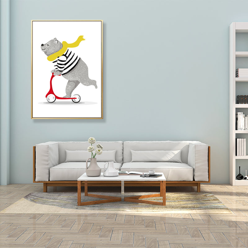 Pastel Animal Canvas Print Textured Cartoon Kids Bedroom Wall Art, Multiple Size Options Clearhalo 'Art Gallery' 'Canvas Art' 'Kids' Arts' 1899134