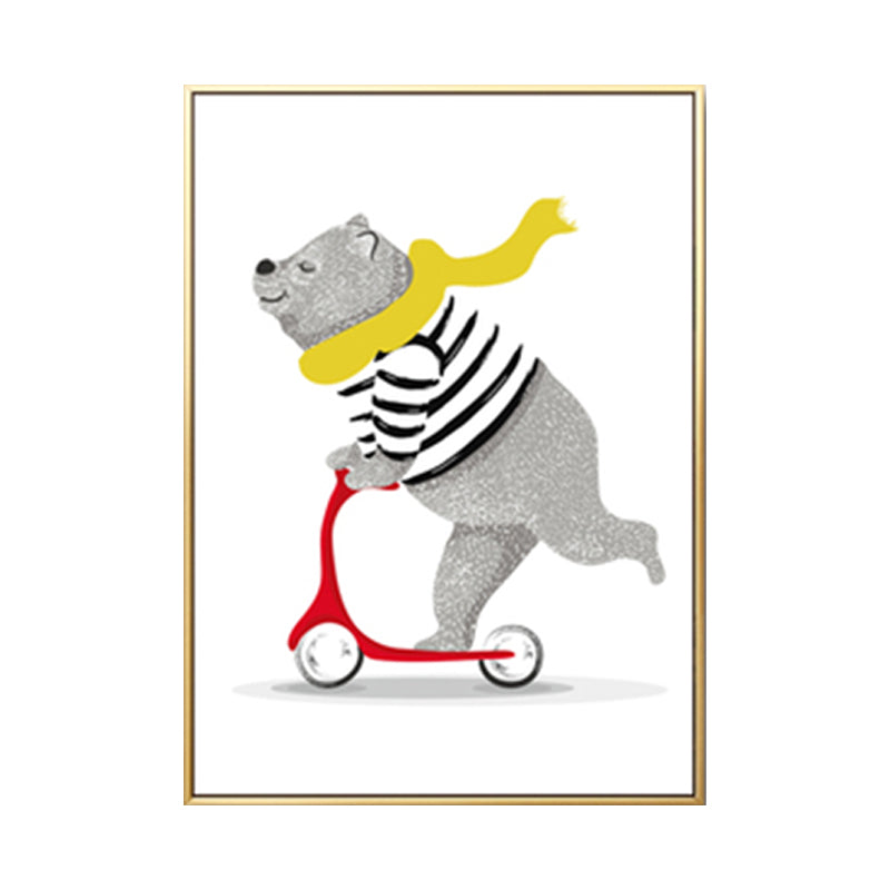 Pastel Animal Canvas Print Textured Cartoon Kids Bedroom Wall Art, Multiple Size Options Clearhalo 'Art Gallery' 'Canvas Art' 'Kids' Arts' 1899135