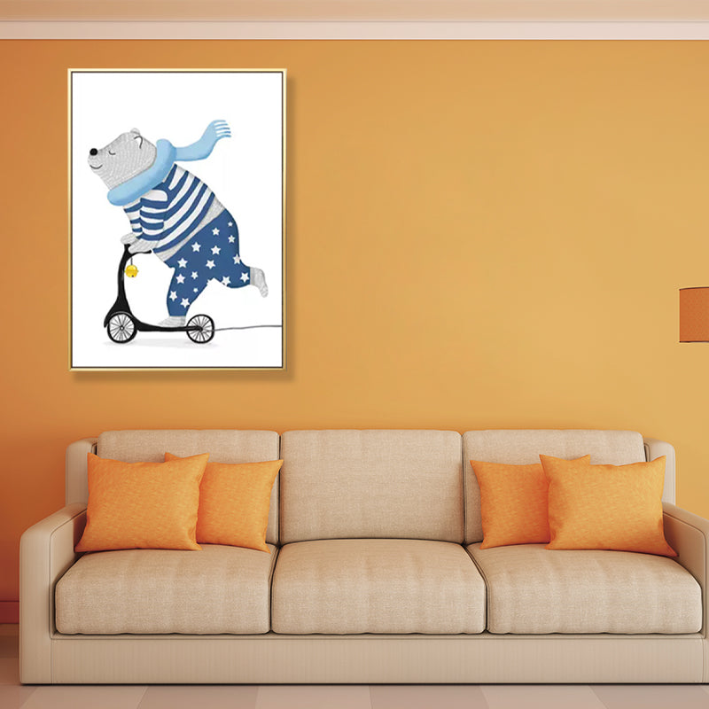 Pastel Animal Canvas Print Textured Cartoon Kids Bedroom Wall Art, Multiple Size Options Clearhalo 'Art Gallery' 'Canvas Art' 'Kids' Arts' 1899137