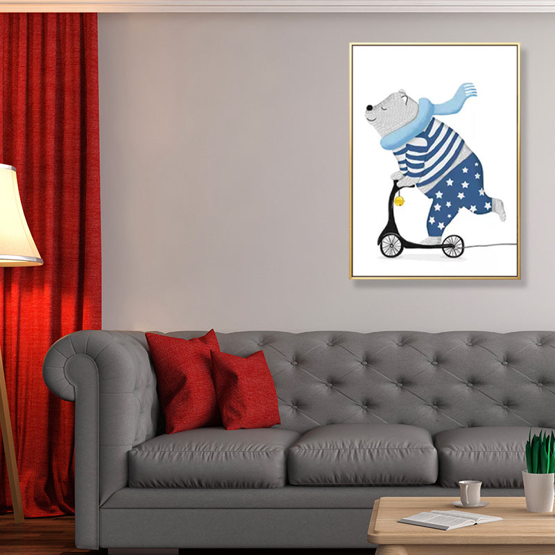 Pastel Animal Canvas Print Textured Cartoon Kids Bedroom Wall Art, Multiple Size Options Clearhalo 'Art Gallery' 'Canvas Art' 'Kids' Arts' 1899138