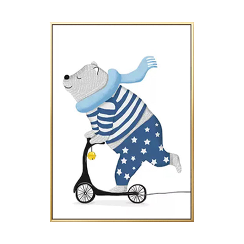 Pastel Animal Canvas Print Textured Cartoon Kids Bedroom Wall Art, Multiple Size Options Clearhalo 'Art Gallery' 'Canvas Art' 'Kids' Arts' 1899139