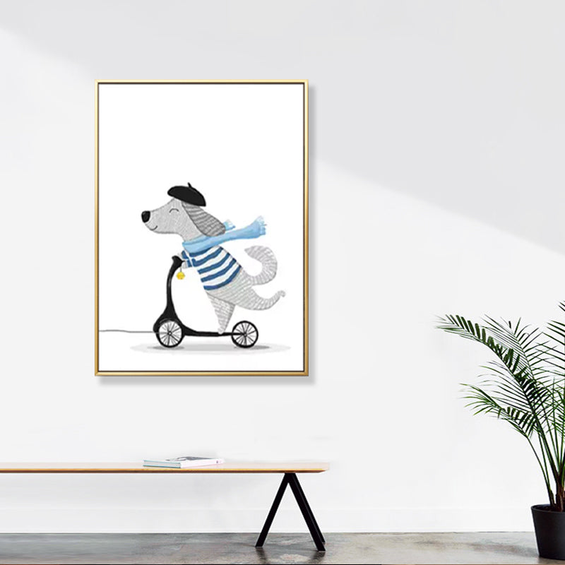 Pastel Animal Canvas Print Textured Cartoon Kids Bedroom Wall Art, Multiple Size Options Clearhalo 'Art Gallery' 'Canvas Art' 'Kids' Arts' 1899140