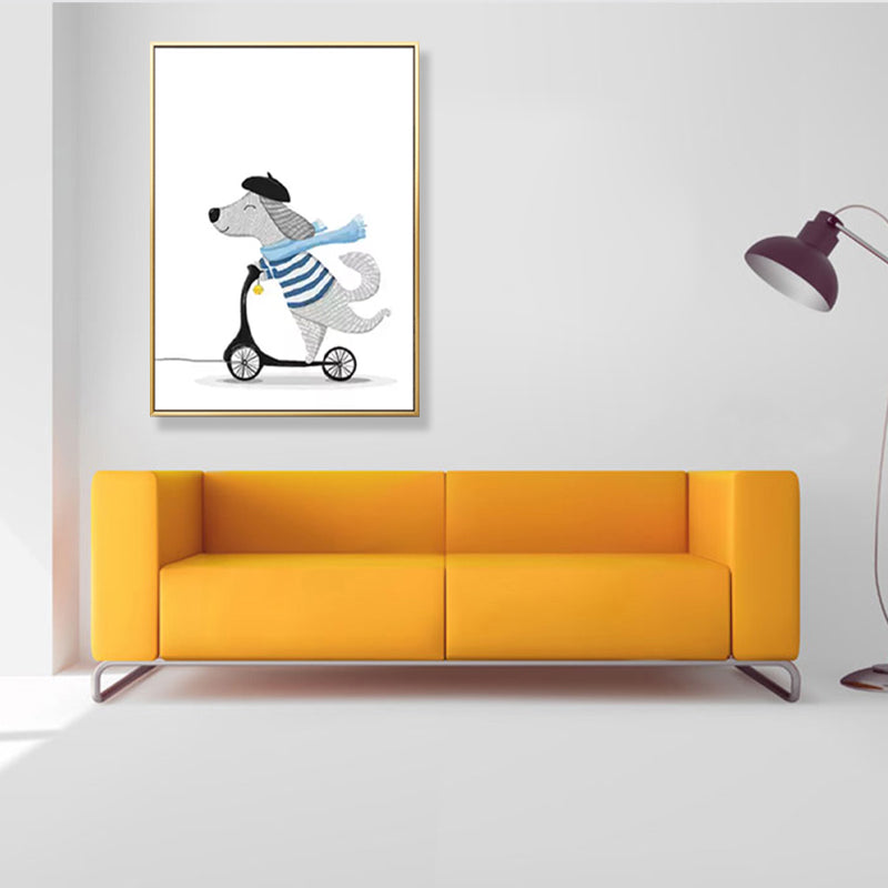 Pastel Animal Canvas Print Textured Cartoon Kids Bedroom Wall Art, Multiple Size Options Clearhalo 'Art Gallery' 'Canvas Art' 'Kids' Arts' 1899141