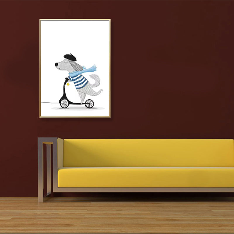 Pastel Animal Canvas Print Textured Cartoon Kids Bedroom Wall Art, Multiple Size Options Clearhalo 'Art Gallery' 'Canvas Art' 'Kids' Arts' 1899142