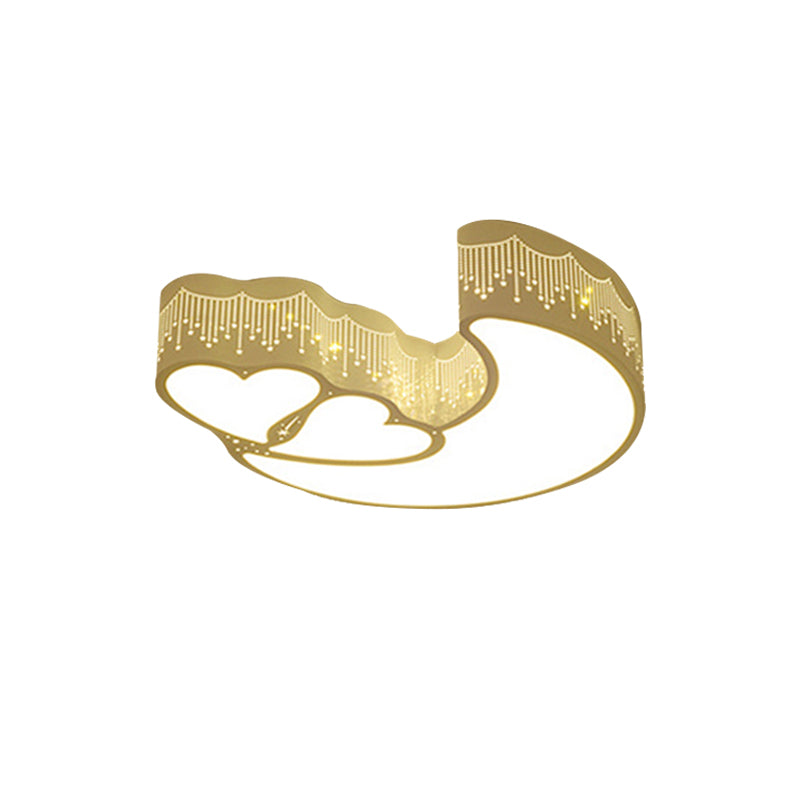 Cartoon Moon and Heart Ceiling Light Metal Acrylic LED Ceiling Mount Light for Kid Bedroom Clearhalo 'Ceiling Lights' 'Close To Ceiling Lights' 'Close to ceiling' 'Flush mount' Lighting' 189915