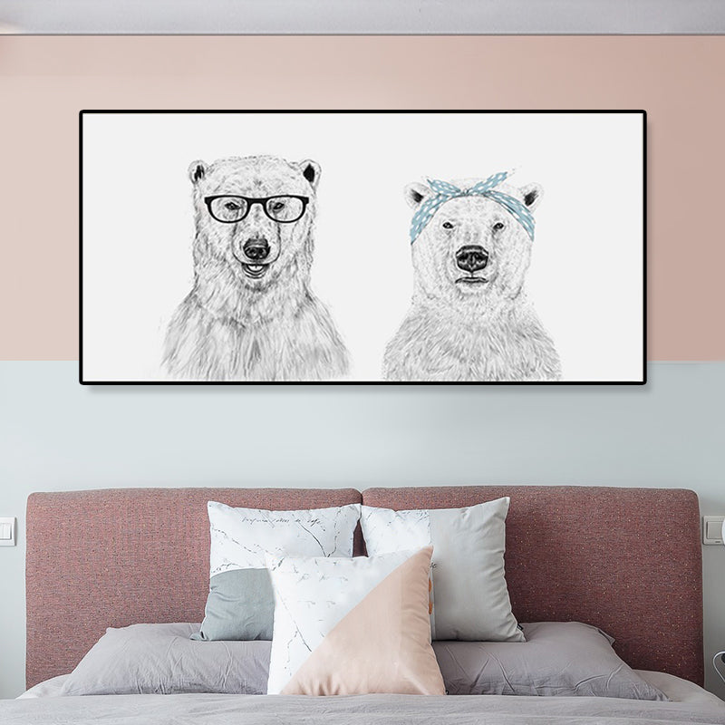 Textured Animal Canvas Art Contemporary Wall Decor for Boys Bedroom, Multiple Sizes Available White Clearhalo 'Art Gallery' 'Canvas Art' 'Contemporary Art Gallery' 'Modern' Arts' 1899191