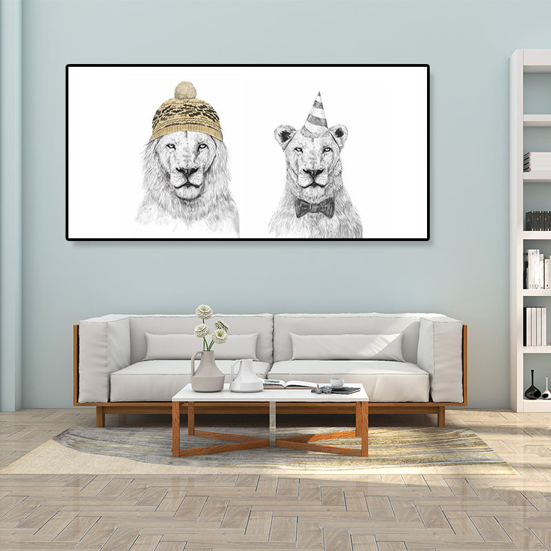 Textured Animal Canvas Art Contemporary Wall Decor for Boys Bedroom, Multiple Sizes Available Clearhalo 'Art Gallery' 'Canvas Art' 'Contemporary Art Gallery' 'Modern' Arts' 1899196
