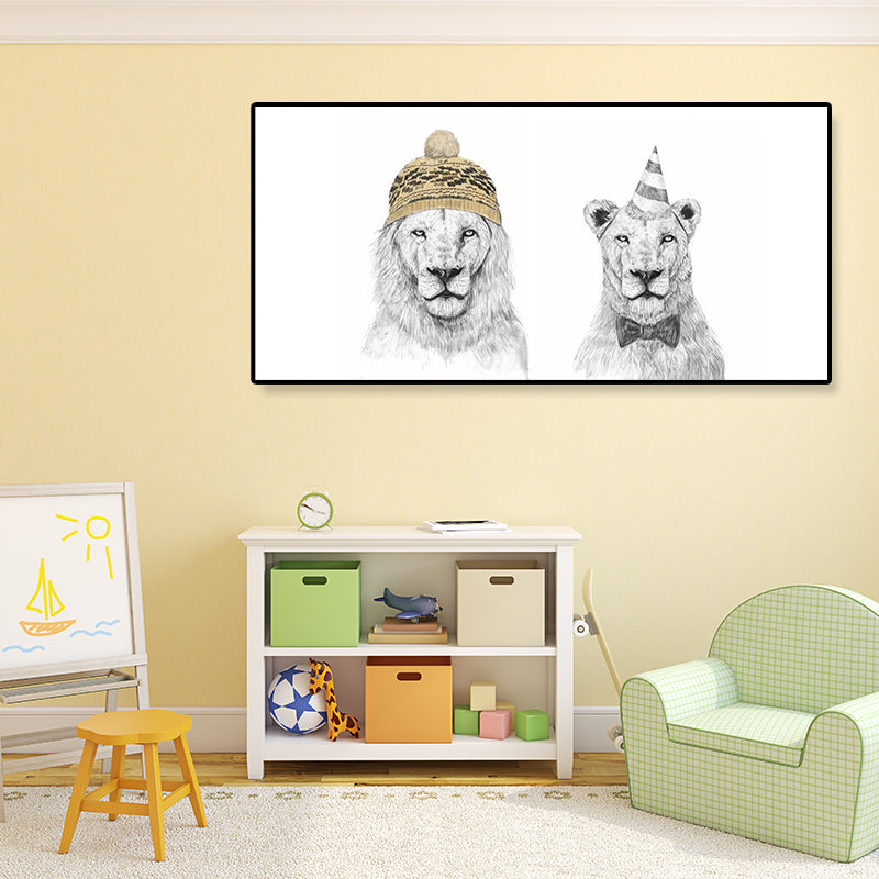 Textured Animal Canvas Art Contemporary Wall Decor for Boys Bedroom, Multiple Sizes Available Clearhalo 'Art Gallery' 'Canvas Art' 'Contemporary Art Gallery' 'Modern' Arts' 1899197