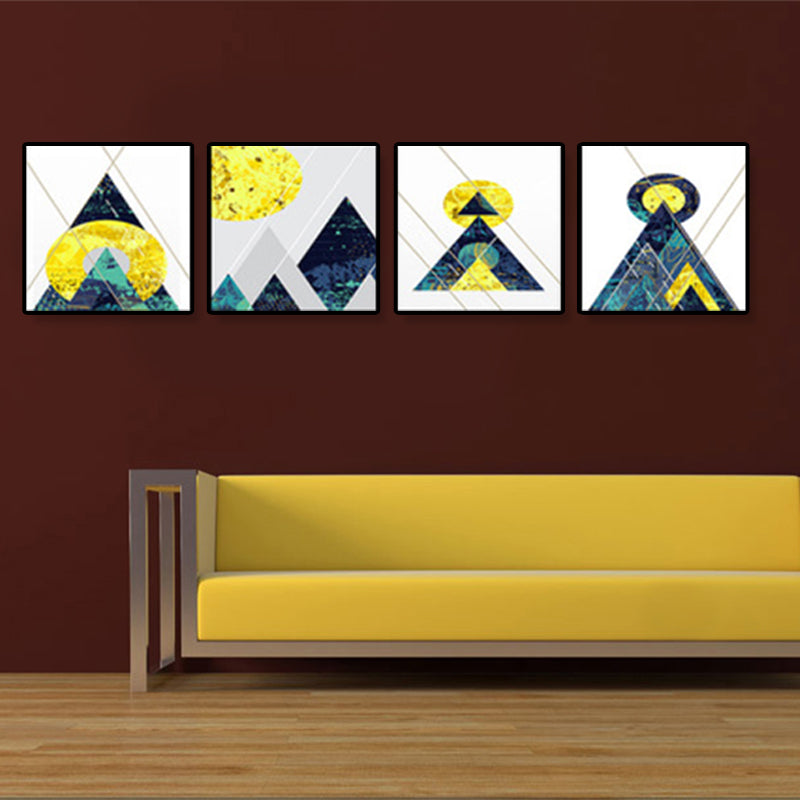 Illustrated Geometric Wall Decor Dark Color Canvas Wall Art Print, Textured (Set of 4) Clearhalo 'Art Gallery' 'Canvas Art' 'Contemporary Art Gallery' 'Modern' Arts' 1899205
