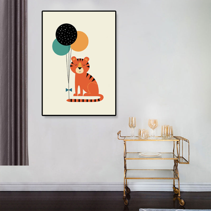 Colorful Illustration Animal Canvas Textured Cartoon Childrens Room Wall Art Print Clearhalo 'Art Gallery' 'Canvas Art' 'Kids' Arts' 1899222