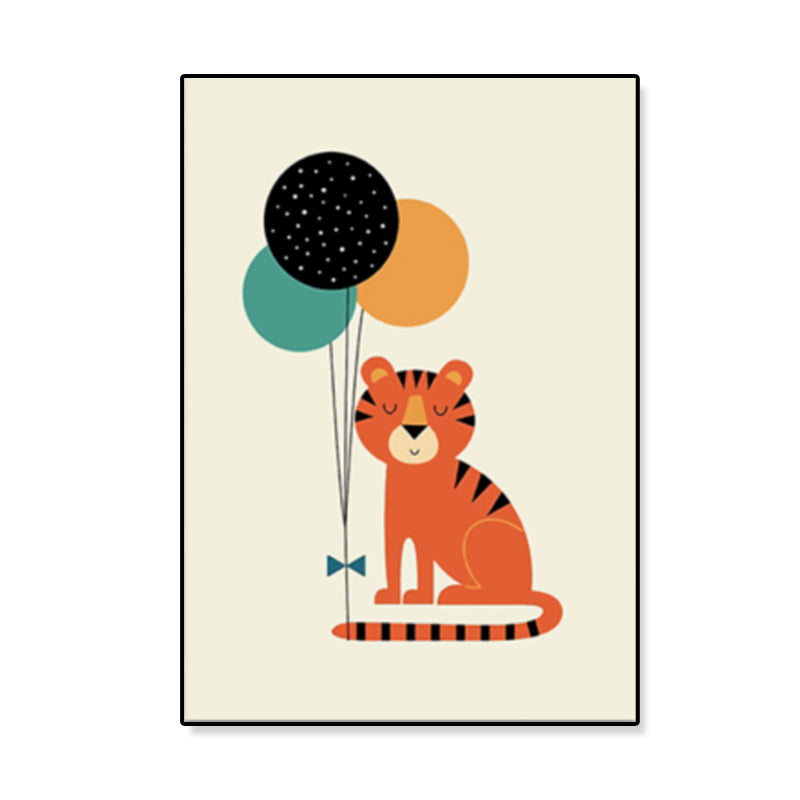 Colorful Illustration Animal Canvas Textured Cartoon Childrens Room Wall Art Print Clearhalo 'Art Gallery' 'Canvas Art' 'Kids' Arts' 1899224