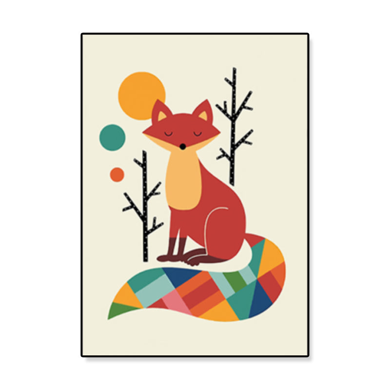 Colorful Illustration Animal Canvas Textured Cartoon Childrens Room Wall Art Print Clearhalo 'Art Gallery' 'Canvas Art' 'Kids' Arts' 1899228