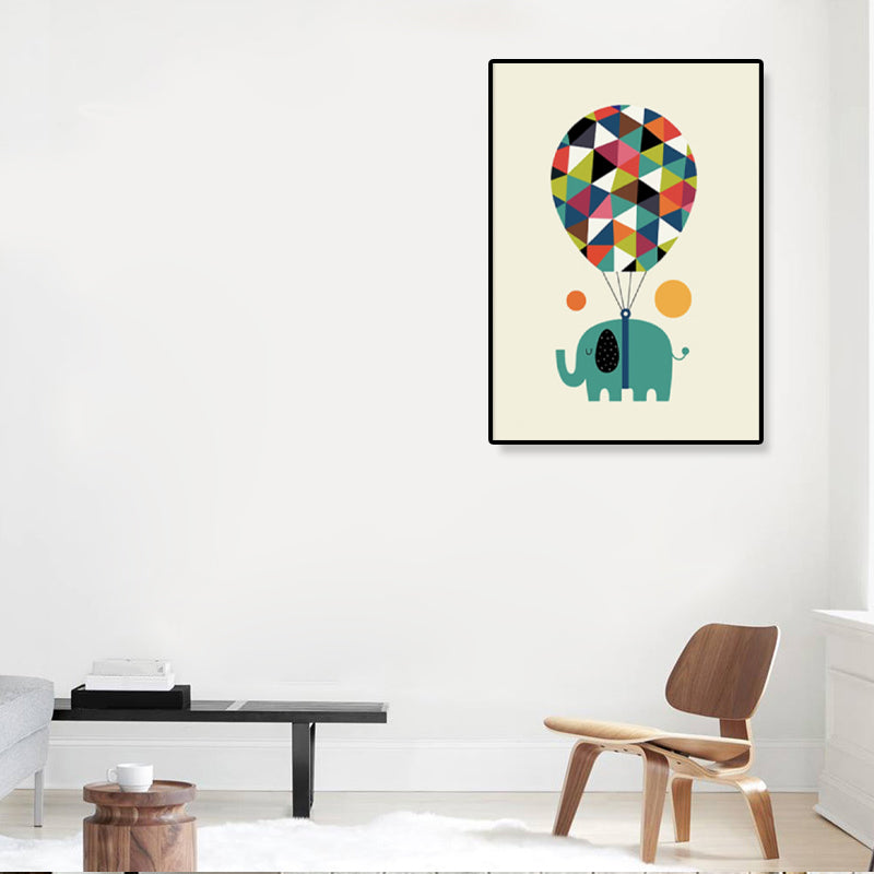 Colorful Illustration Animal Canvas Textured Cartoon Childrens Room Wall Art Print Clearhalo 'Art Gallery' 'Canvas Art' 'Kids' Arts' 1899231