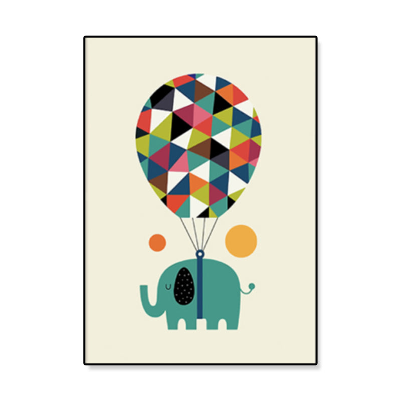 Colorful Illustration Animal Canvas Textured Cartoon Childrens Room Wall Art Print Clearhalo 'Art Gallery' 'Canvas Art' 'Kids' Arts' 1899232