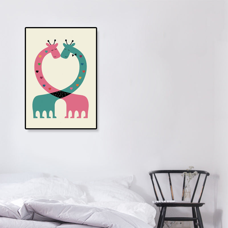 Colorful Illustration Animal Canvas Textured Cartoon Childrens Room Wall Art Print Clearhalo 'Art Gallery' 'Canvas Art' 'Kids' Arts' 1899234