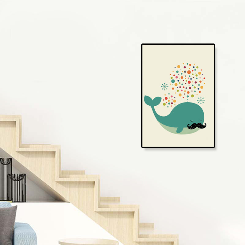 Colorful Illustration Animal Canvas Textured Cartoon Childrens Room Wall Art Print Clearhalo 'Art Gallery' 'Canvas Art' 'Kids' Arts' 1899238