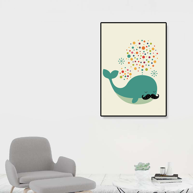 Colorful Illustration Animal Canvas Textured Cartoon Childrens Room Wall Art Print Clearhalo 'Art Gallery' 'Canvas Art' 'Kids' Arts' 1899239