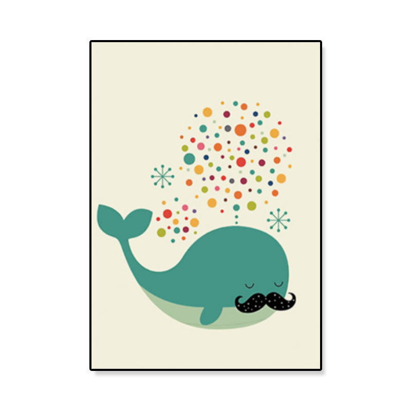 Colorful Illustration Animal Canvas Textured Cartoon Childrens Room Wall Art Print Clearhalo 'Art Gallery' 'Canvas Art' 'Kids' Arts' 1899240