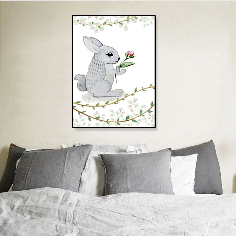 Kids Illustrated Animal Canvas Print Teens Bedroom Wall Art Decor in Light Color Clearhalo 'Art Gallery' 'Canvas Art' 'Kids' Arts' 1899256