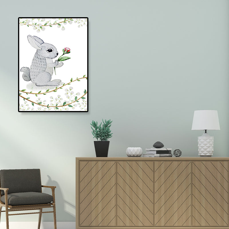 Kids Illustrated Animal Canvas Print Teens Bedroom Wall Art Decor in Light Color Clearhalo 'Art Gallery' 'Canvas Art' 'Kids' Arts' 1899257