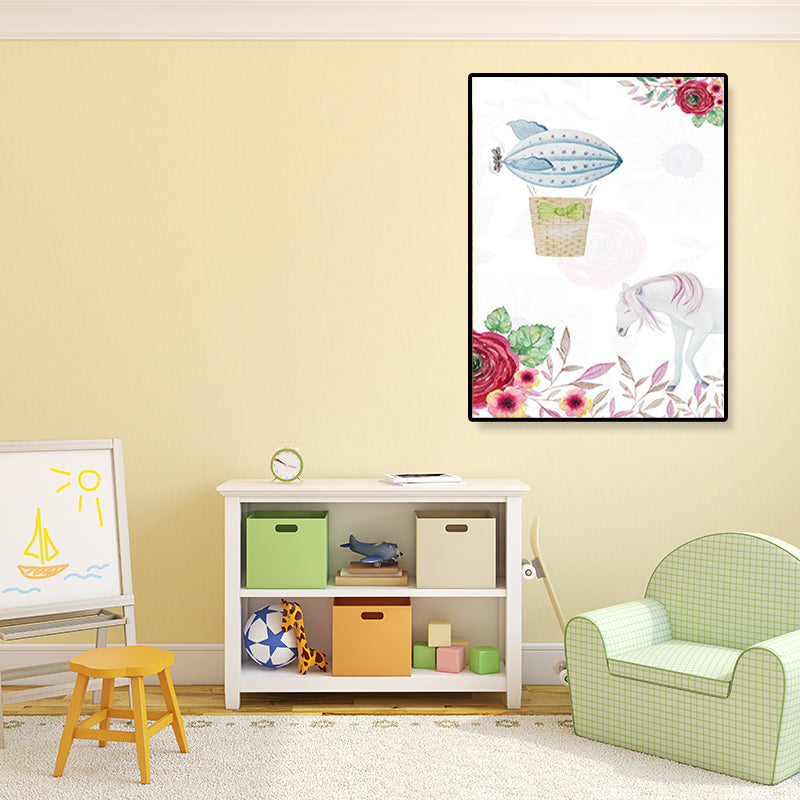 Kids Illustrated Animal Canvas Print Teens Bedroom Wall Art Decor in Light Color Clearhalo 'Art Gallery' 'Canvas Art' 'Kids' Arts' 1899261