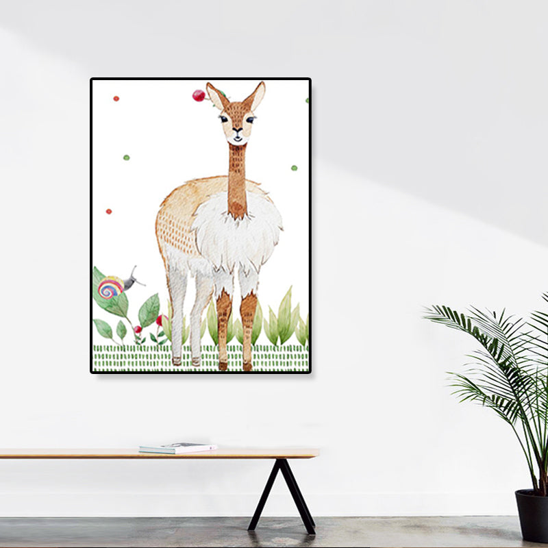 Kids Illustrated Animal Canvas Print Teens Bedroom Wall Art Decor in Light Color Clearhalo 'Art Gallery' 'Canvas Art' 'Kids' Arts' 1899265