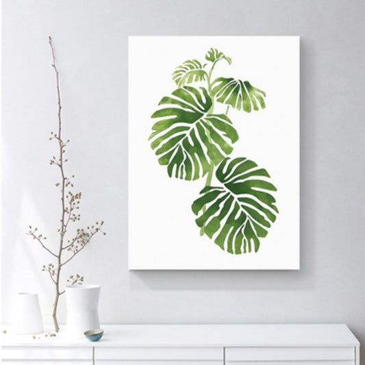 Minimalist Illustration Plant Wall Art House Interior Canvas Print in Pastel Color Green Clearhalo 'Art Gallery' 'Canvas Art' 'Contemporary Art Gallery' 'Contemporary Art' 'Minimalism' 'Minimalist Art Gallery' 'Scandinavian' Arts' 1899289