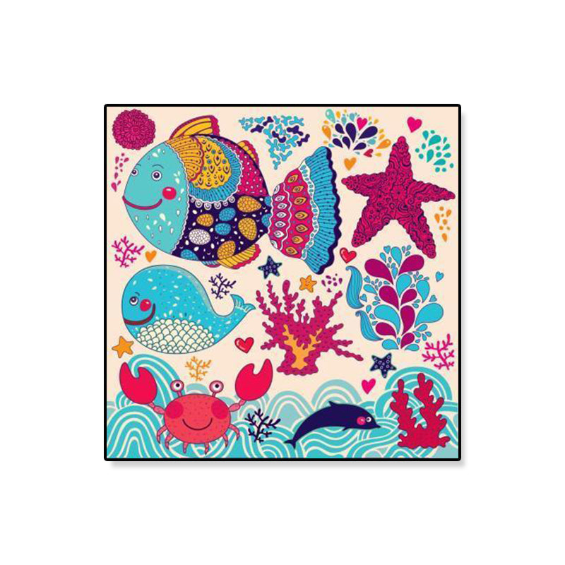 Colorful Cartoon Wall Art Decor Illustration Animal Canvas Print for Kids Bedroom Clearhalo 'Art Gallery' 'Canvas Art' 'Kids' Arts' 1899311