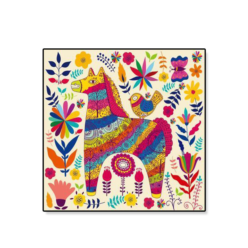 Colorful Cartoon Wall Art Decor Illustration Animal Canvas Print for Kids Bedroom Clearhalo 'Art Gallery' 'Canvas Art' 'Kids' Arts' 1899318