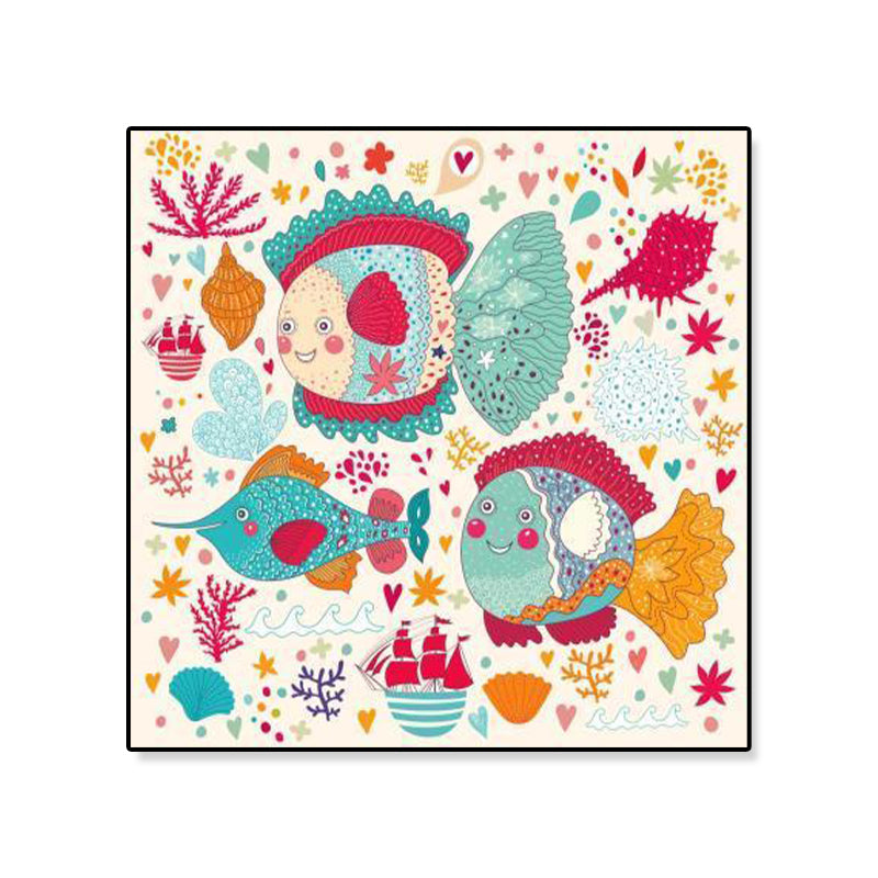 Colorful Cartoon Wall Art Decor Illustration Animal Canvas Print for Kids Bedroom Clearhalo 'Art Gallery' 'Canvas Art' 'Kids' Arts' 1899322