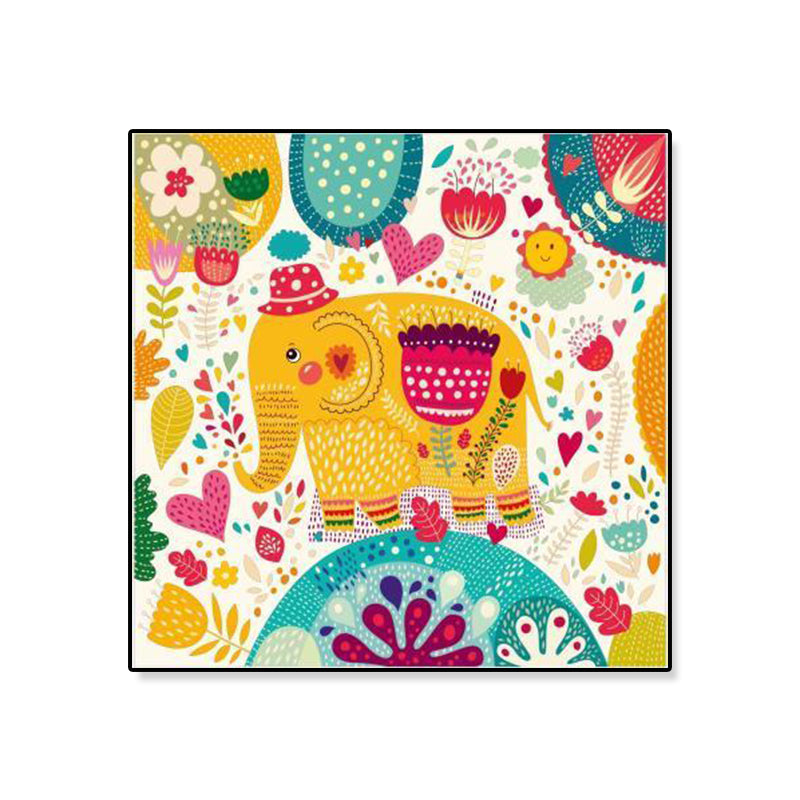 Colorful Cartoon Wall Art Decor Illustration Animal Canvas Print for Kids Bedroom Clearhalo 'Art Gallery' 'Canvas Art' 'Kids' Arts' 1899326