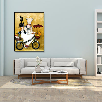 Modern Illustrated Servant Canvas Art Dark Color Textured Wall Decor for Dining Room Yellow Clearhalo 'Art Gallery' 'Canvas Art' 'Contemporary Art Gallery' 'Modern' Arts' 1899331