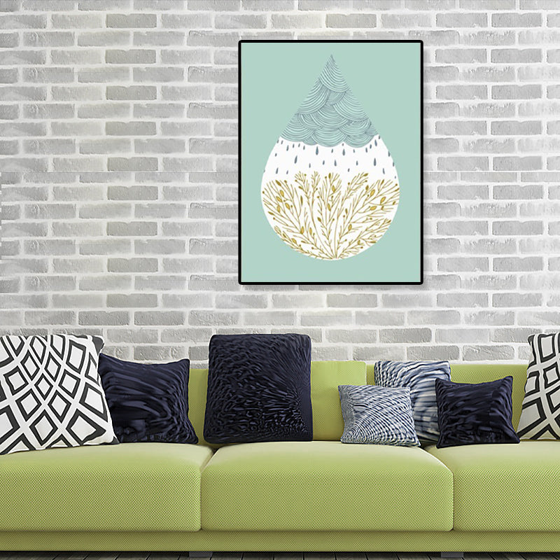 Scenery within Raindrop Wall Art Nordic Textured Canvas Print in Blue for Girls Room Clearhalo 'Art Gallery' 'Canvas Art' 'Contemporary Art Gallery' 'Modern' Arts' 1899367