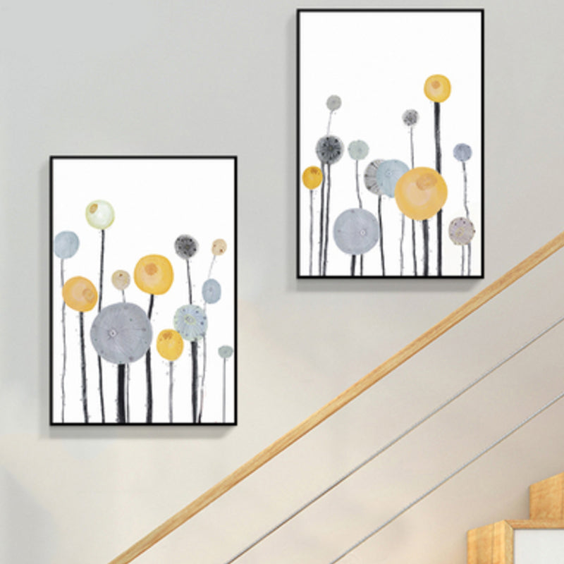 Geometric Canvas Wall Art Light Color Nordic Style Wall Decor for Stairs, Set of 2 Grey Clearhalo 'Arts' 'Canvas Art' 1899373