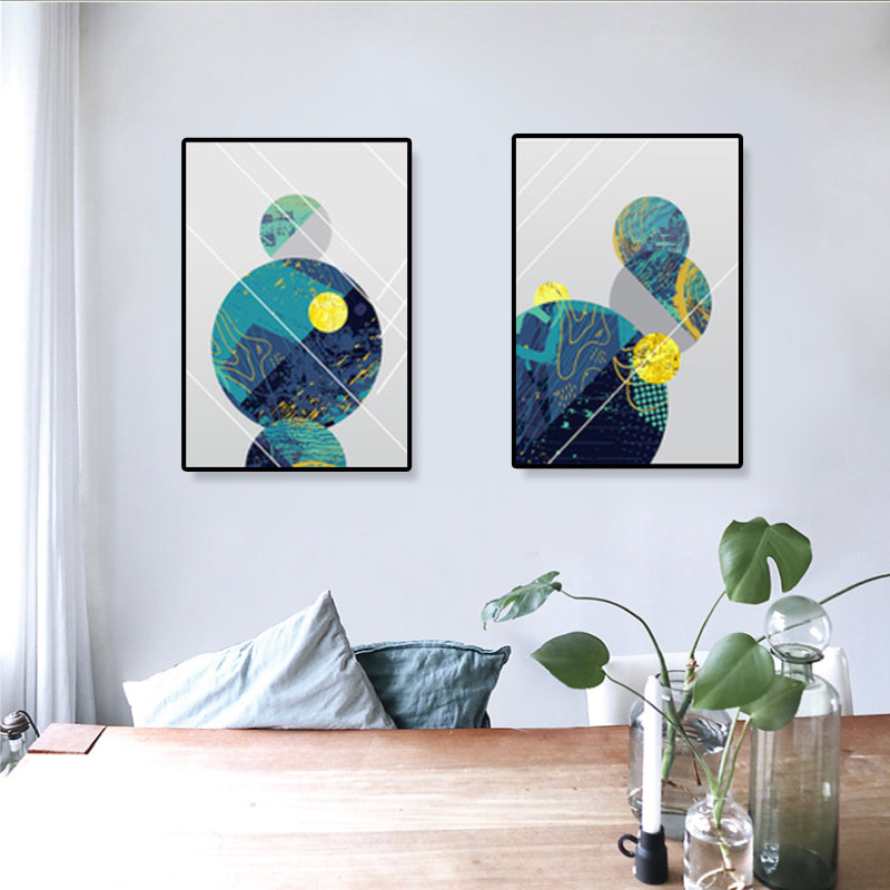Geometric Canvas Wall Art Light Color Nordic Style Wall Decor for Stairs, Set of 2 Clearhalo 'Arts' 'Canvas Art' 1899382