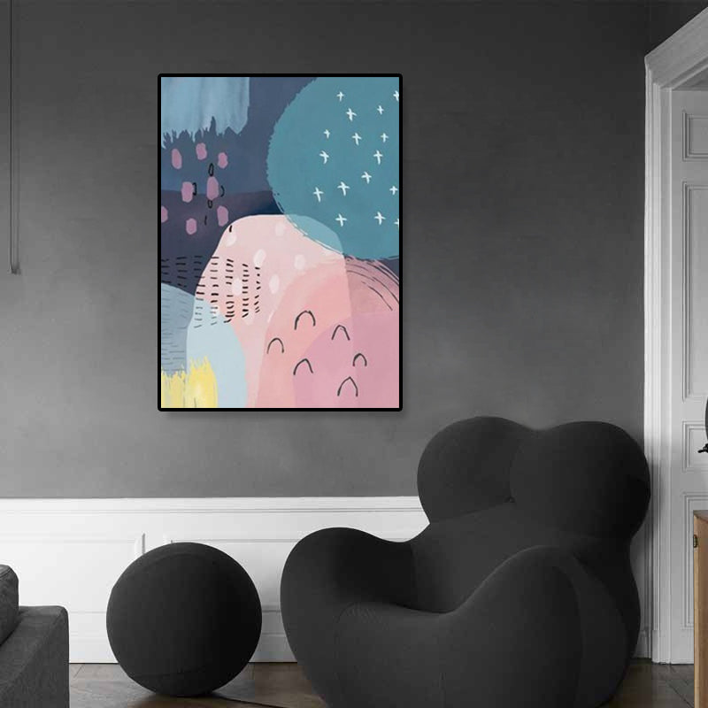 Modern Illustration Abstract Art Print Canvas Textured Pastel Wall Decor for Home Blue Clearhalo 'Art Gallery' 'Canvas Art' 'Contemporary Art Gallery' 'Modern' Arts' 1899392