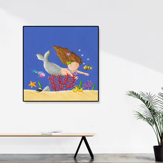Childrens Art Underwater World Canvas Soft Color Textured Wall Decor for Kids Room Brown Clearhalo 'Art Gallery' 'Canvas Art' 'Kids' Arts' 1899417
