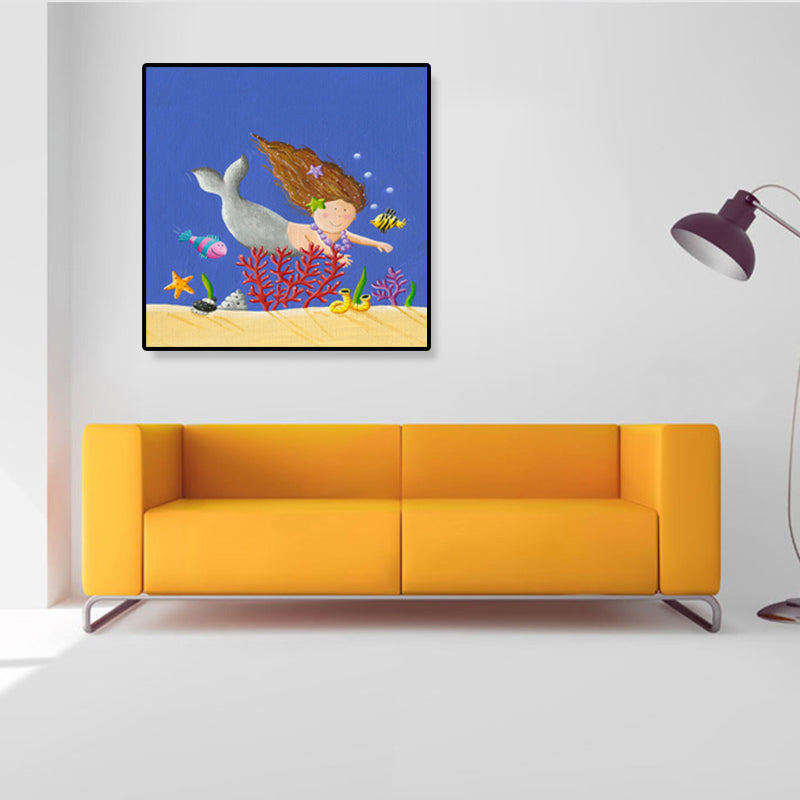 Childrens Art Underwater World Canvas Soft Color Textured Wall Decor for Kids Room Clearhalo 'Art Gallery' 'Canvas Art' 'Kids' Arts' 1899418