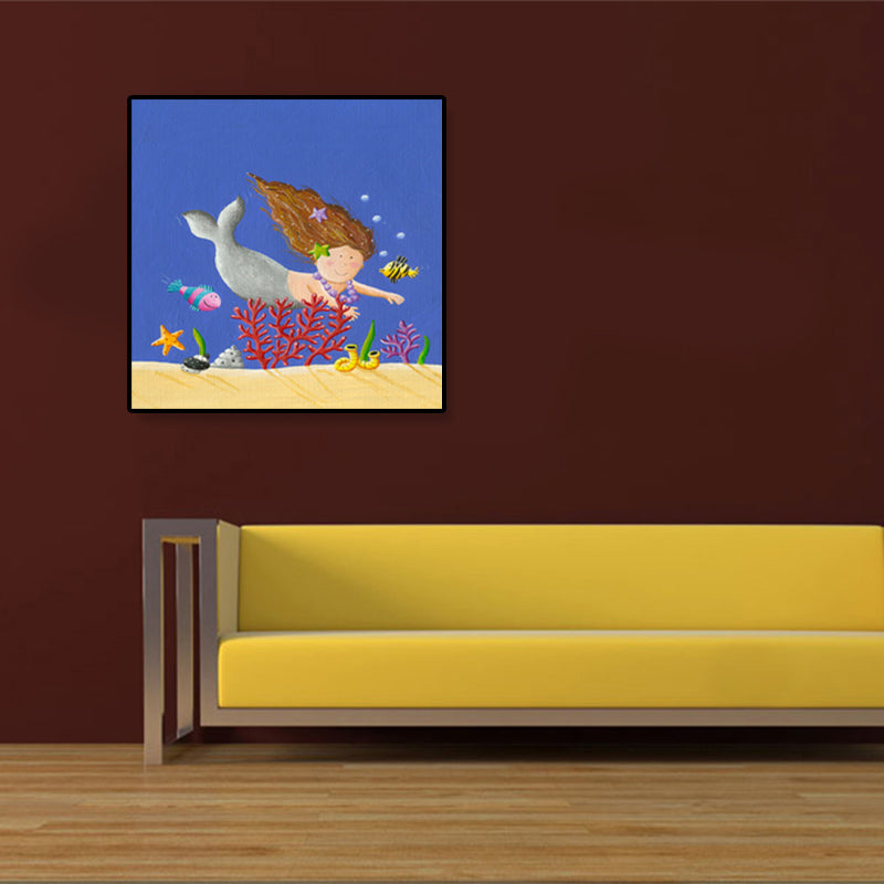 Childrens Art Underwater World Canvas Soft Color Textured Wall Decor for Kids Room Clearhalo 'Art Gallery' 'Canvas Art' 'Kids' Arts' 1899419