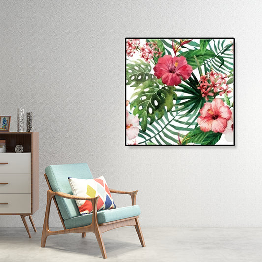 Canvas Textured Wall Art Trendy Illustration Flower Blossom Wall Decor for Girls Bedroom Red Clearhalo 'Art Gallery' 'Canvas Art' 'Contemporary Art Gallery' 'Modern' Arts' 1899428