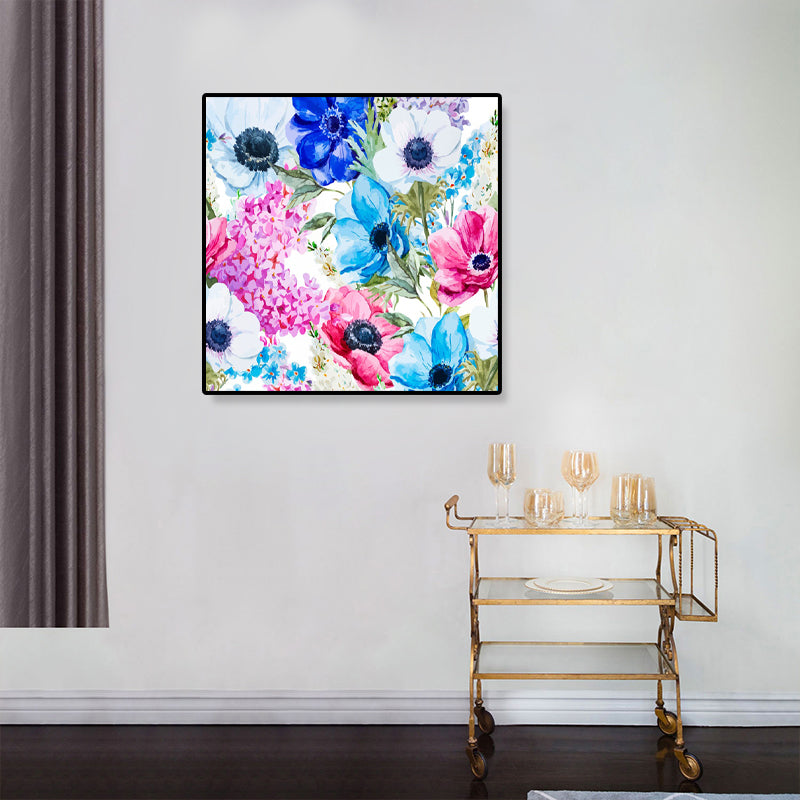 Canvas Textured Wall Art Trendy Illustration Flower Blossom Wall Decor for Girls Bedroom Blue Clearhalo 'Art Gallery' 'Canvas Art' 'Contemporary Art Gallery' 'Modern' Arts' 1899436